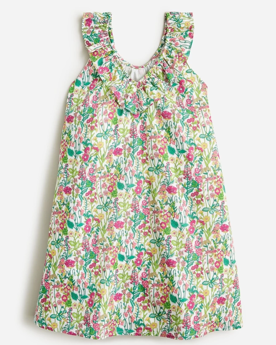 J.Crew Girls' White Multi Ruffle-Collar Liberty® Floral Dress