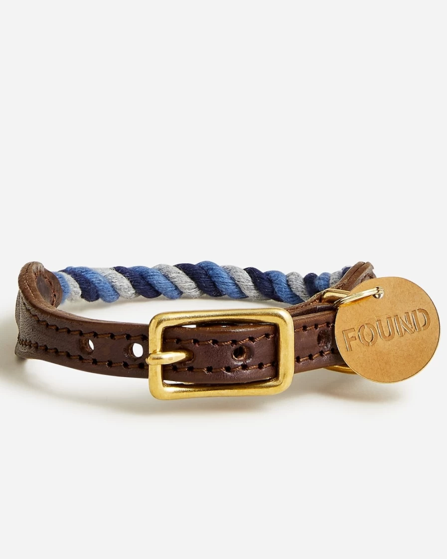 J.Crew x Found My Animal Upcycled Rope Dog Collar in Mixed Navy Melange - Eco-Friendly Pet Accessory