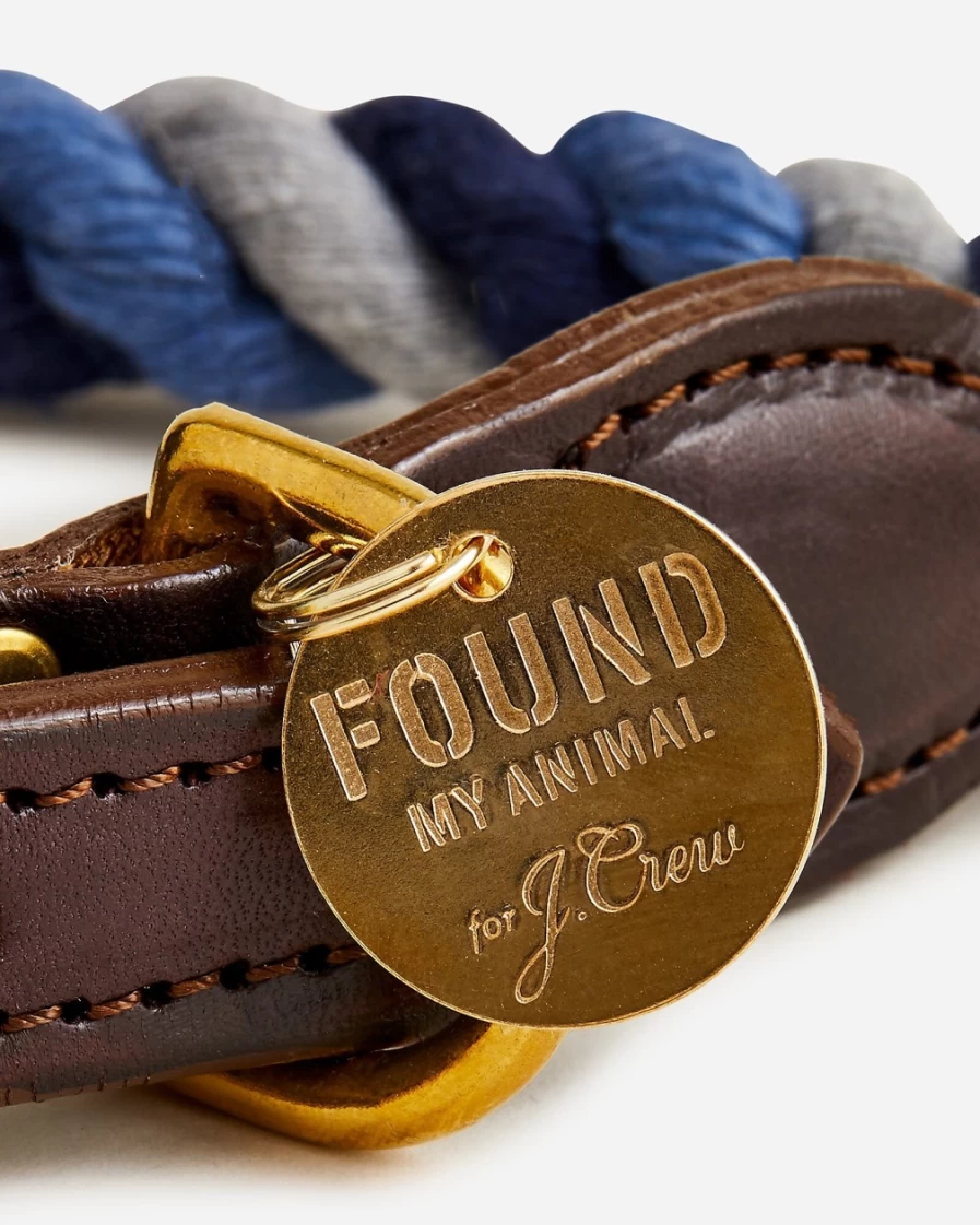 J.Crew x Found My Animal Upcycled Rope Dog Collar in Mixed Navy Melange - Eco-Friendly Pet Accessory