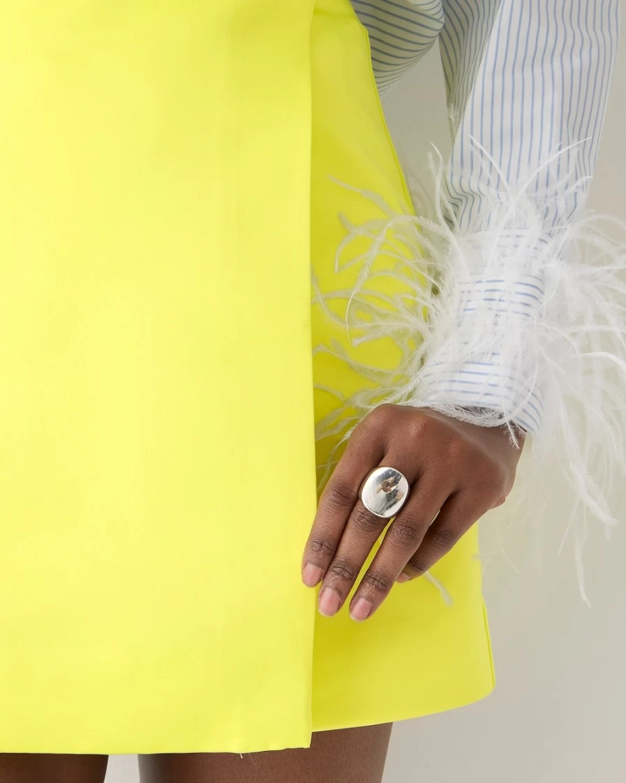 J.Crew Women's Limited-Edition Lemon Sorbet Duchesse Satin Faux-Wrap Mini Skirt