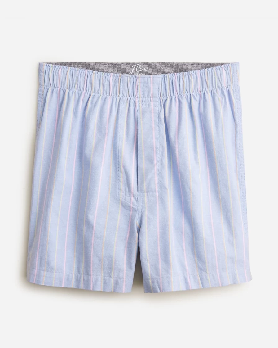 J.Crew Men's Boxer Shorts in Broken-In Organic Cotton - Theo Stripe Blue Multi