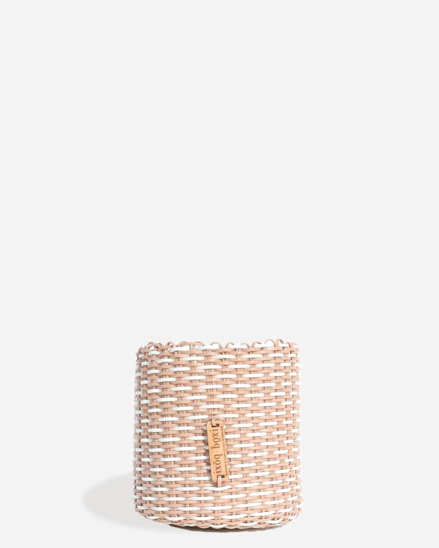 J.Crew Ixöq Medium Taupe Recycled Plastic Planter Container - Eco-Friendly Home & Garden Decor