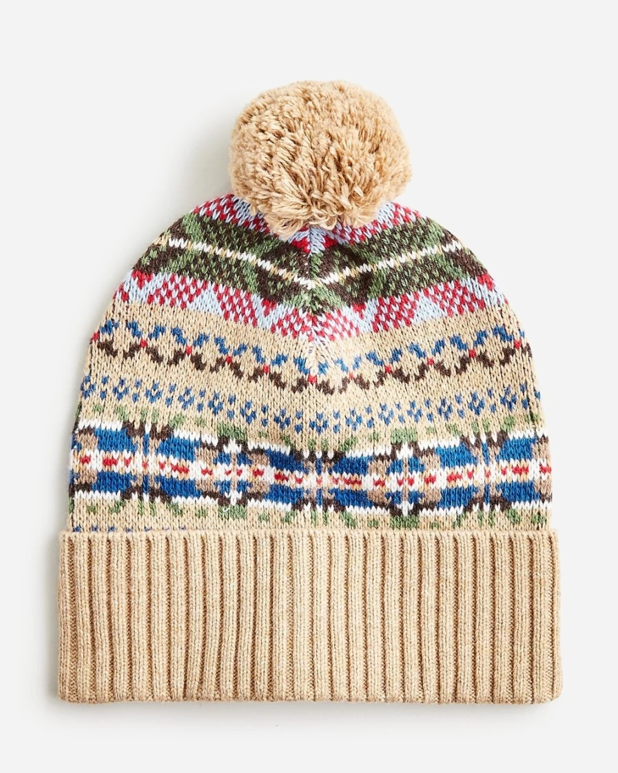 J.Crew Boys' Sable Multi Wool-Blend Fair Isle Beanie for Kids