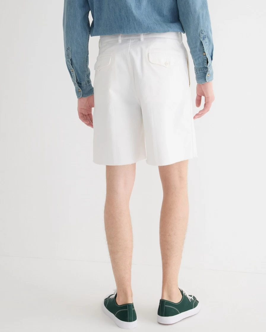 J.Crew Men's White 8" Pleated Chino Shorts | Wallace & Barnes Collection
