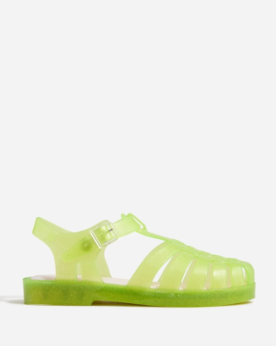 J.Crew Girls Glitter Green Pink Mini Melissa Possession Jelly Sandals Limited Edition