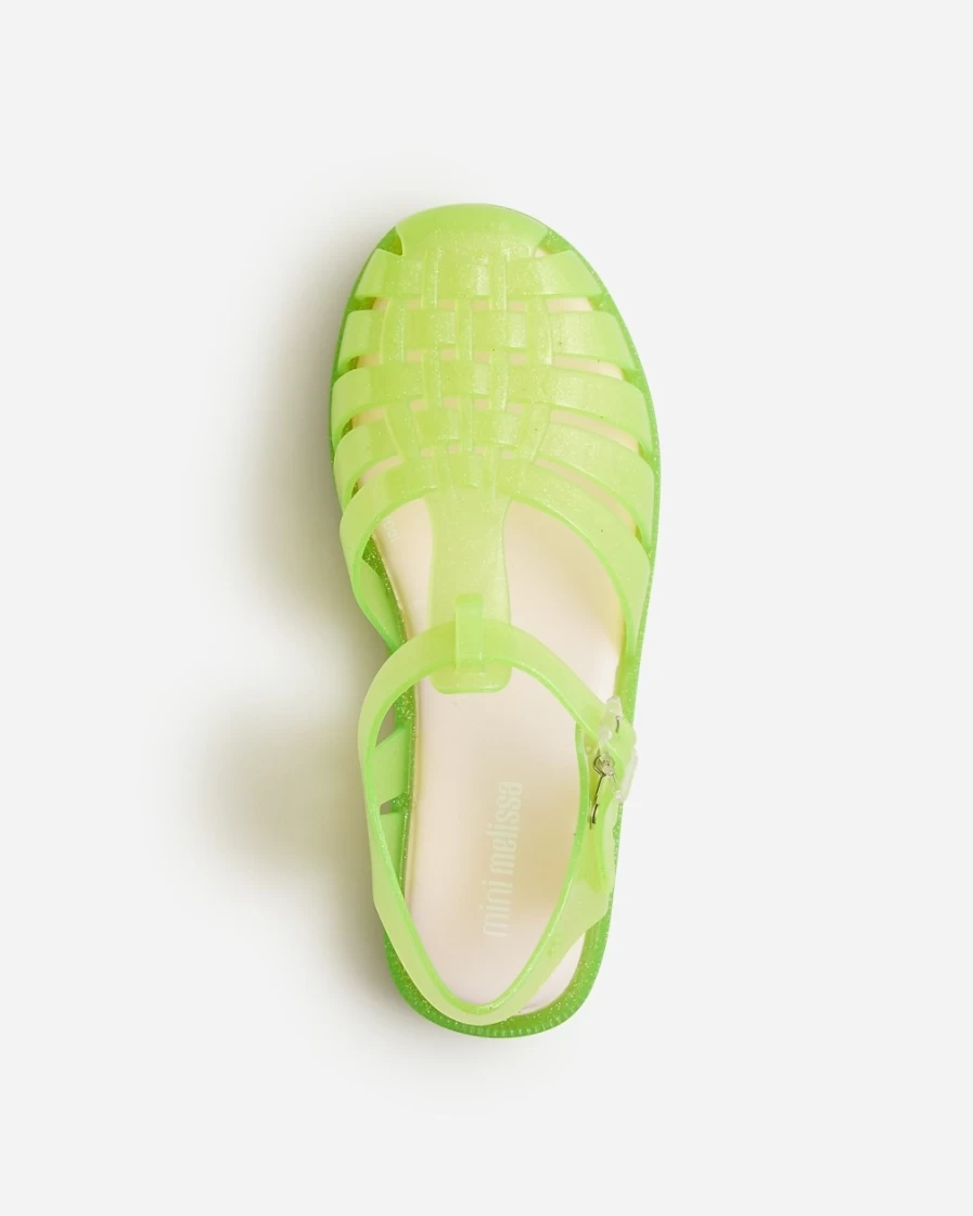 J.Crew Girls Glitter Green Pink Mini Melissa Possession Jelly Sandals Limited Edition