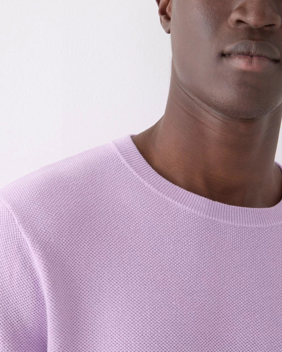 J.Crew Men's Cotton Piqué-Stitch Crewneck Sweater in Soft Amethyst