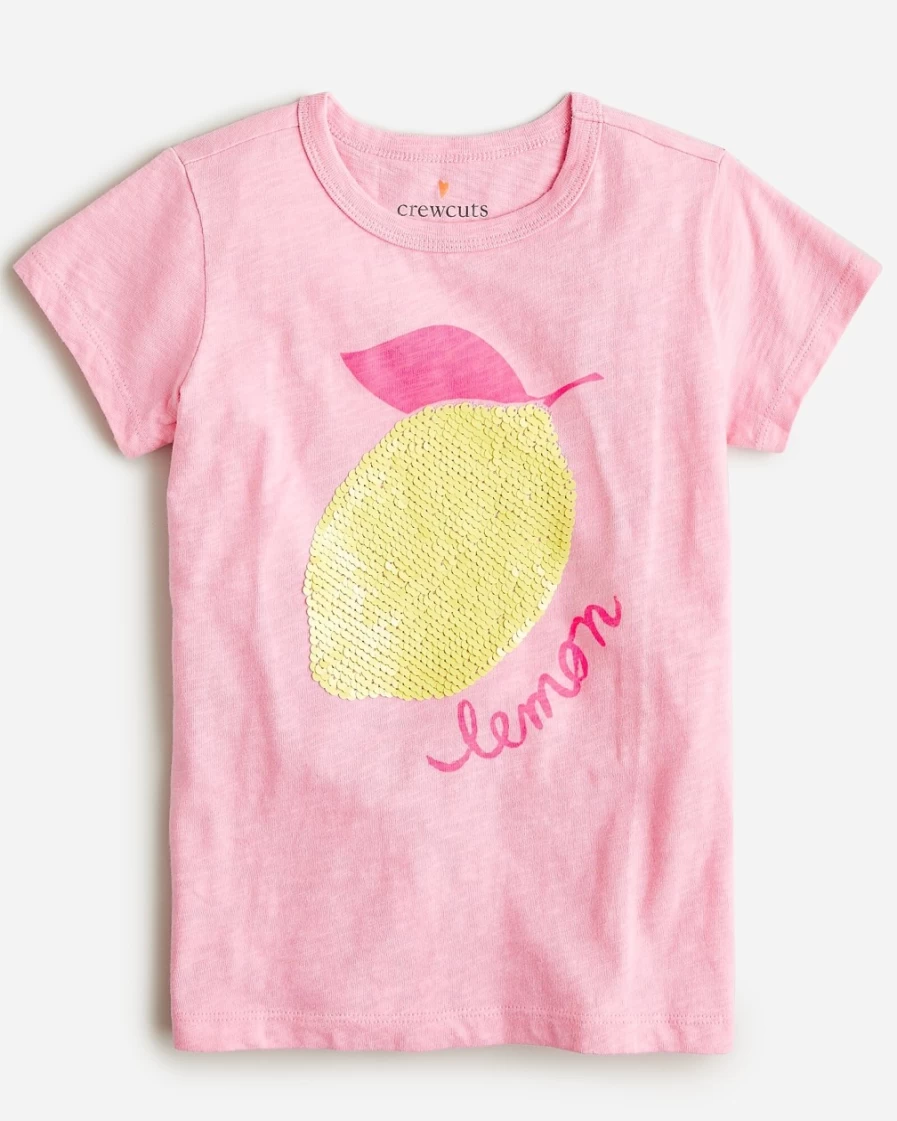J.Crew Girls' Sequin Lemon Graphic T-Shirt | Fun & Stylish Tee for Kids