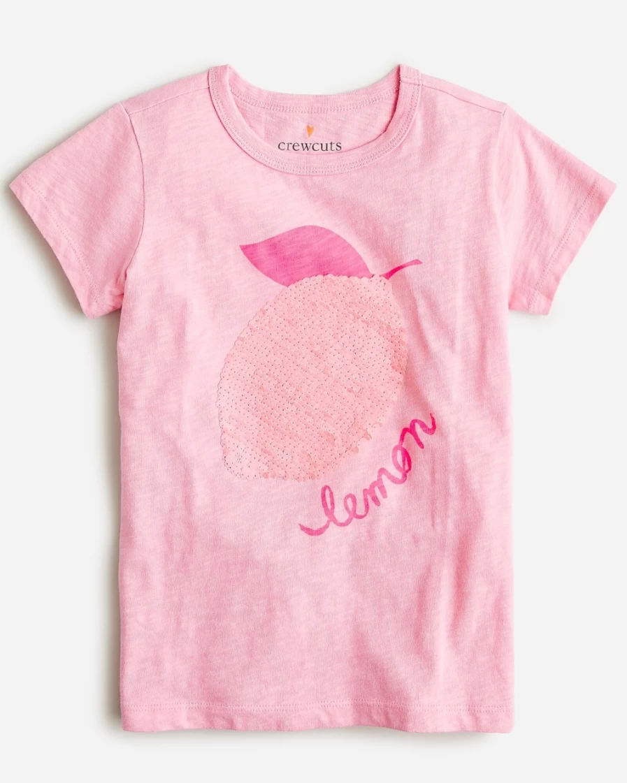 J.Crew Girls' Sequin Lemon Graphic T-Shirt | Fun & Stylish Tee for Kids