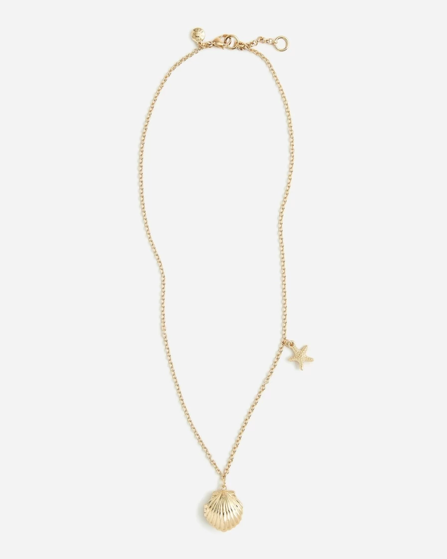 J.Crew Metallic Gold Shell Locket Necklace for Girls