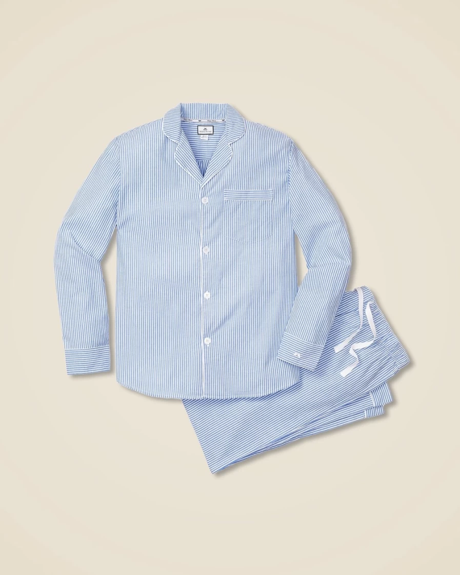 J.Crew Men's Blue Seersucker Pajama Set - Petite Plume™ Sleepwear