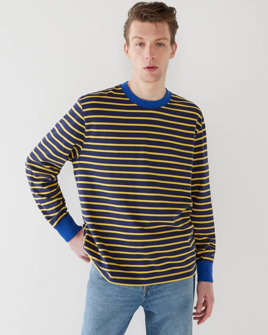 J.Crew Men's Navy Sun James Stripe Rugby Crewneck Shirt