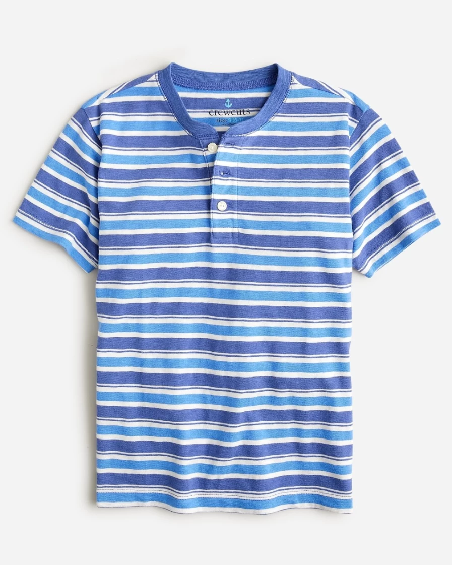 J.Crew Boys' Welles Noble Ocean Striped Short-Sleeve Henley Tee
