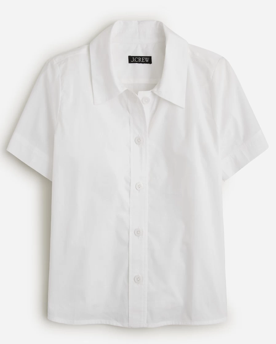 J.Crew Women's White Gamine Shirt in Premium Cotton Poplin