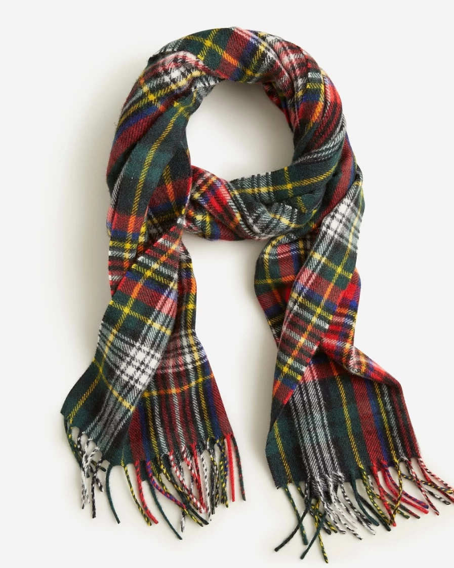 J.Crew Men's Joshua Ellis Multi Holiday Plaid Scarf - Classic Tartan Winter Accessory