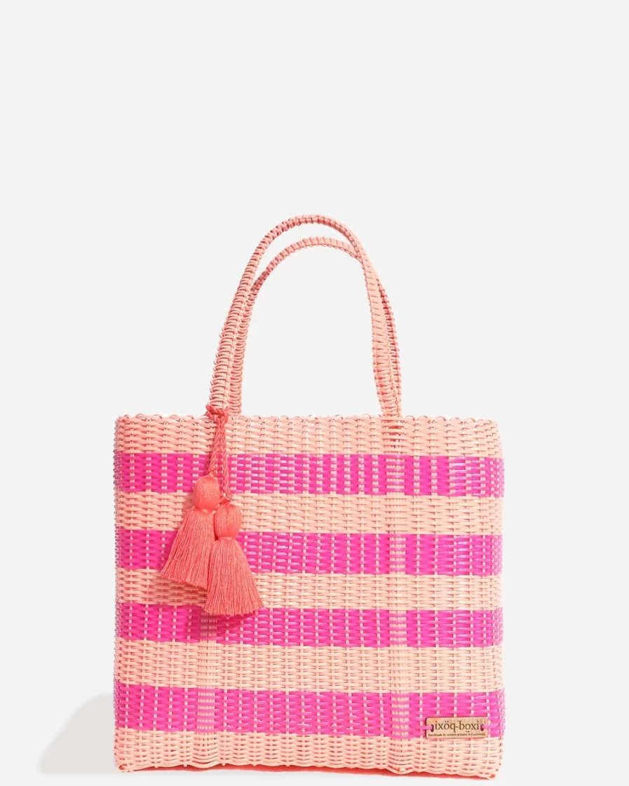 J.Crew Women's Pink Multi Ixöq Medium Recycled-Plastic Tote Bag