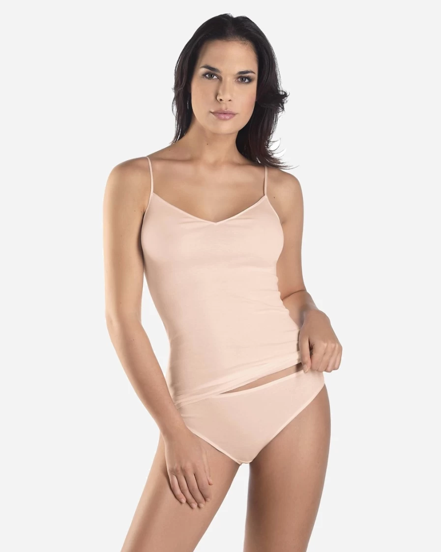 J.Crew Women's Nude Cotton Seamless V-Neck Camisole - Hanro Style