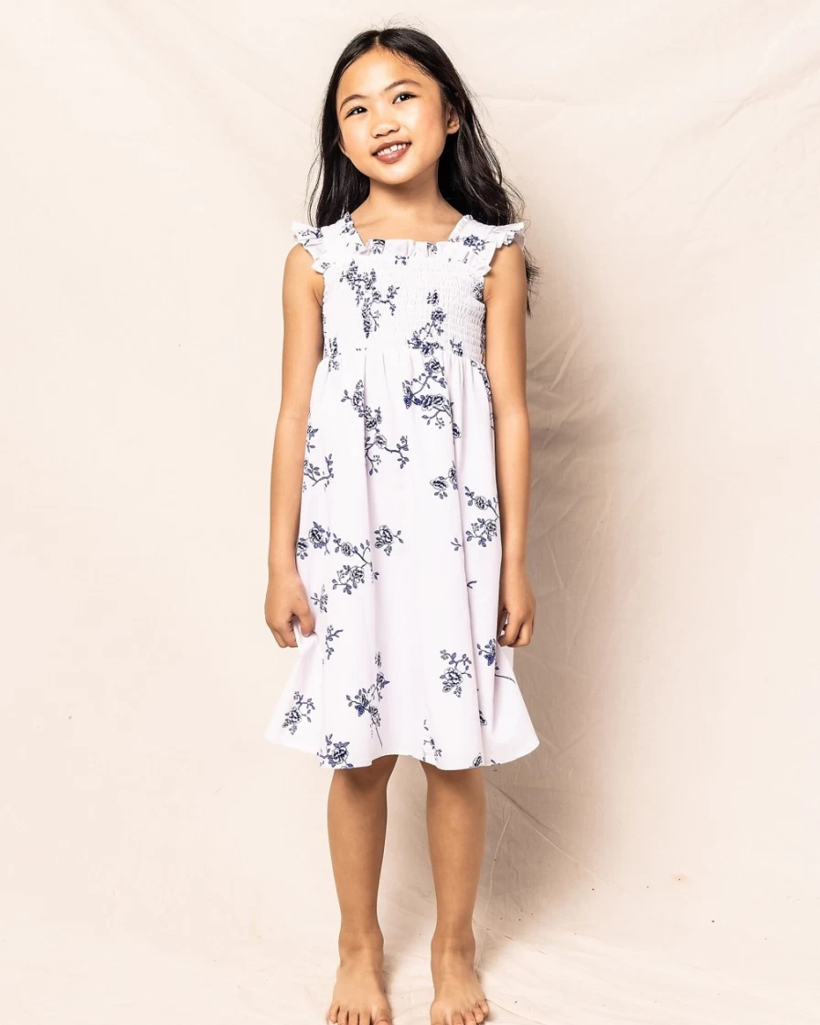 J.Crew Petite Plume Girls' Margaux Dress in Blue Multi - Floral Printed Casual Dress for Toddlers