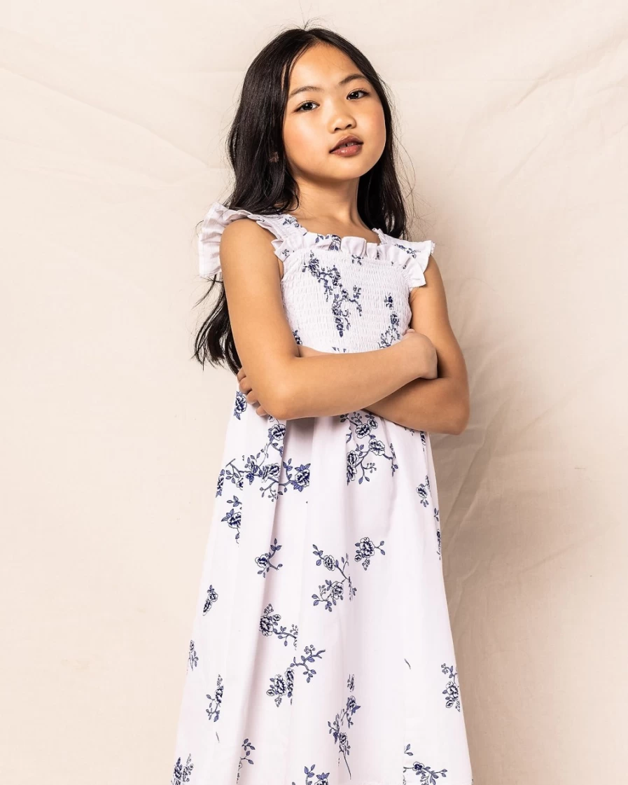 J.Crew Petite Plume Girls' Margaux Dress in Blue Multi - Floral Printed Casual Dress for Toddlers