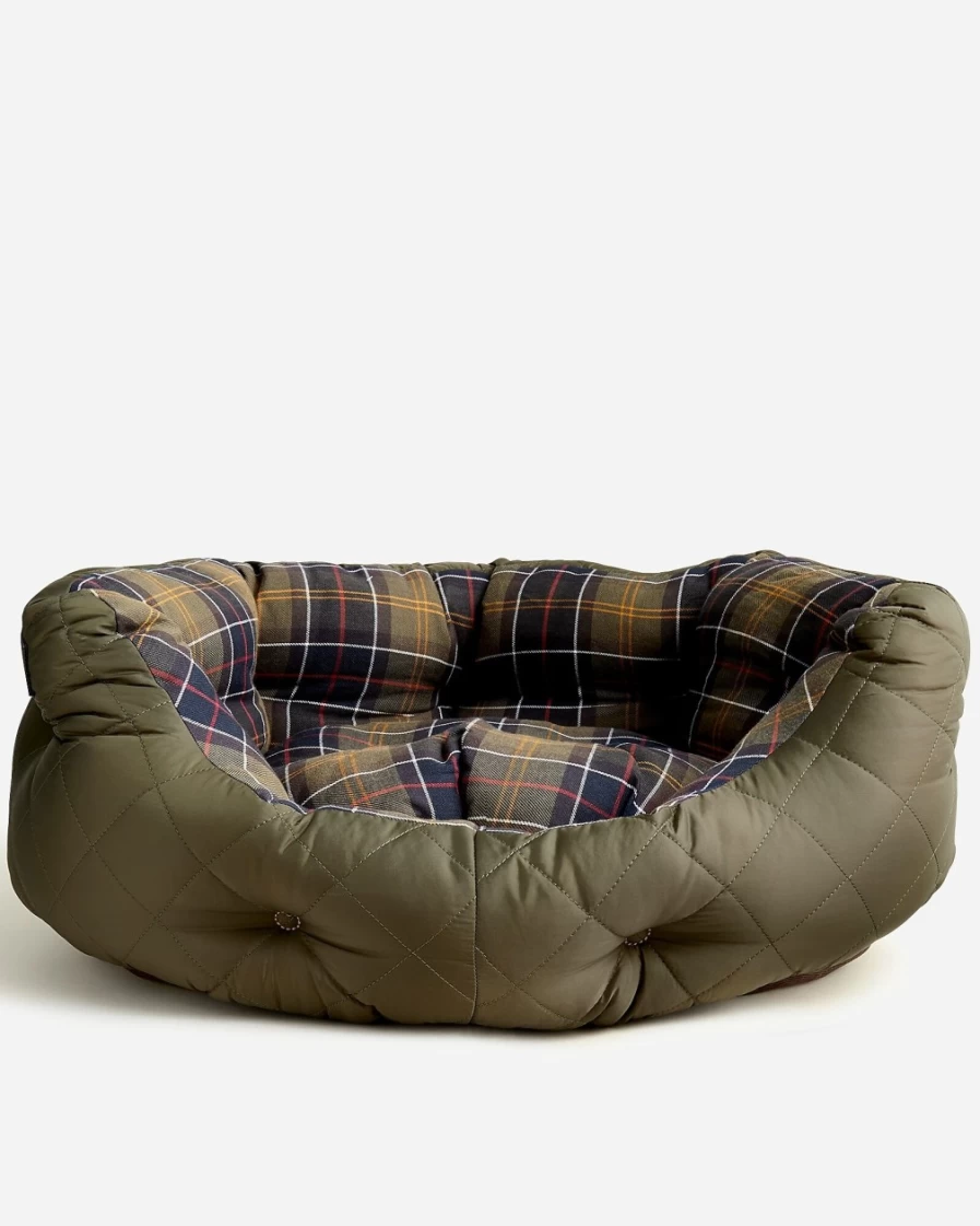 J.Crew Olive Quilted Dog Bed - Cozy & Water-Resistant Pet Bed for Comfortable Sleep