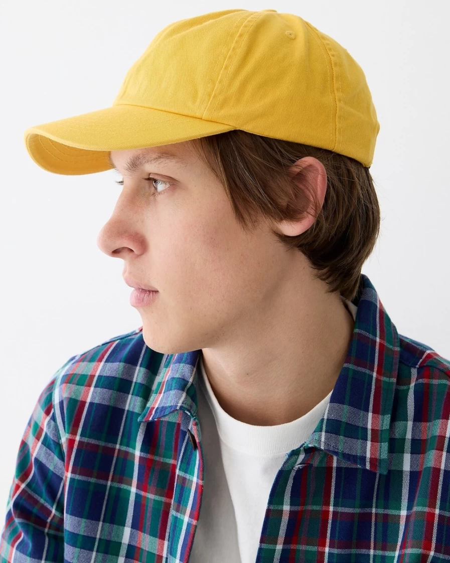 J.Crew Men's Made in USA Garment-Dyed Twill Baseball Cap in Slicker Yellow