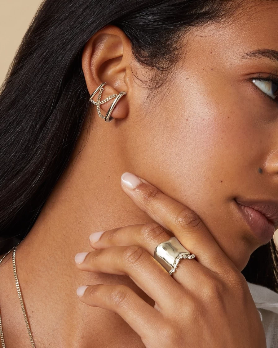 J.Crew Women's Silver Lady Grey X Chain Ear Cuffs for Stylish Edge