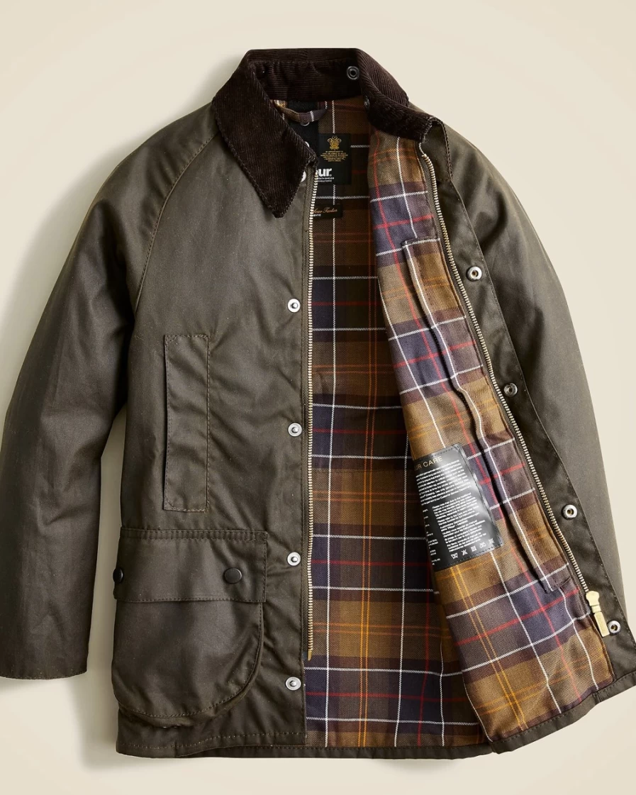 J.Crew Girls' Olive Barbour® Beaufort® Waxed Jacket for Kids