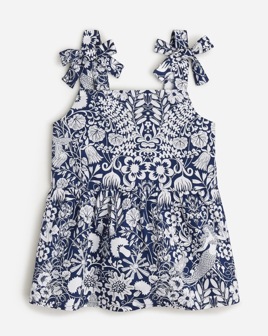 J.Crew Girls' Dark Evening Siren Floral Tie-Shoulder Tank Top for Kids
