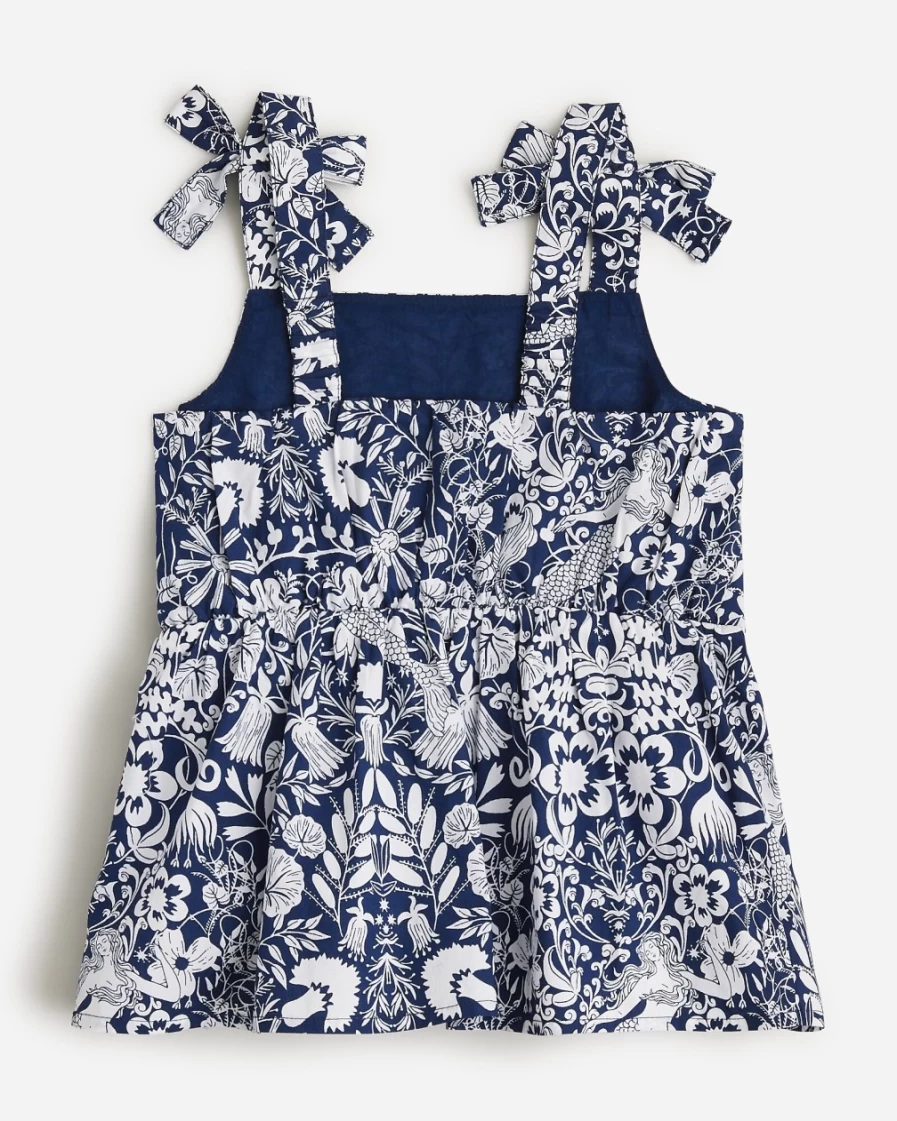 J.Crew Girls' Dark Evening Siren Floral Tie-Shoulder Tank Top for Kids