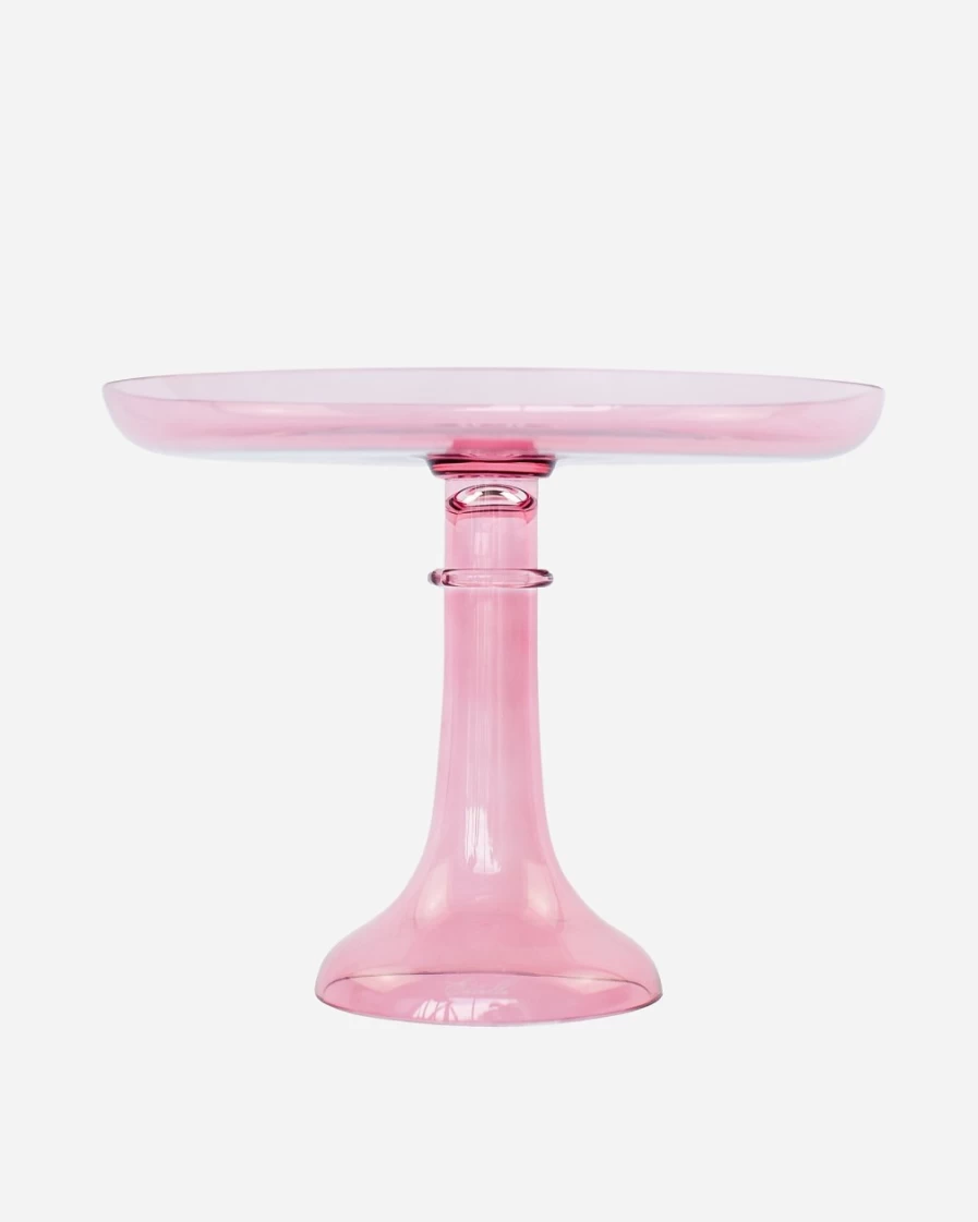J.Crew Estelle Rose Colored Glass Cake Stand - Elegant Dessert Display