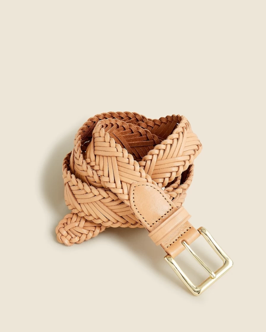 J.Crew Women's Raw Cashew Italian Leather Plaited Belt