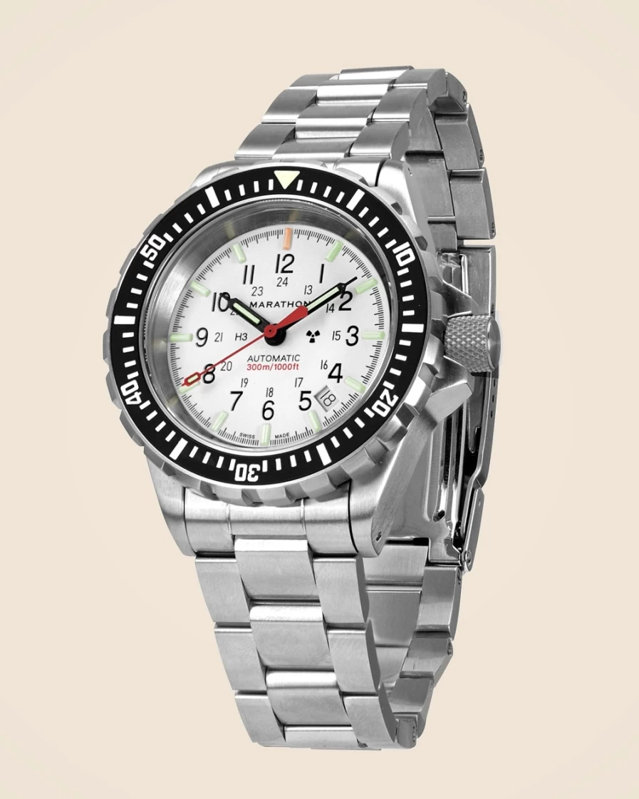 J.Crew Men's Large Diver's Automatic Watch - Marathon GSAR in White Multi
