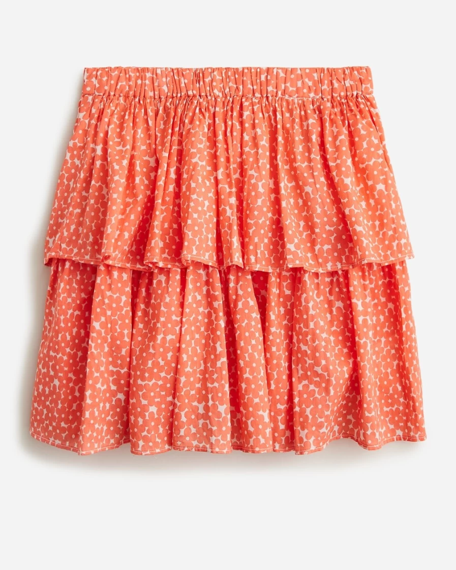 J.Crew Girls' Floral Ruffle Voile Skirt in Fragrant Orange