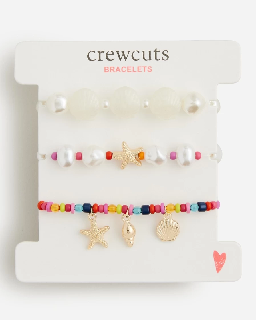 J.Crew Rainbow Bead & Shell Bracelets Pack for Girls - Colorful Kids' Jewelry Set