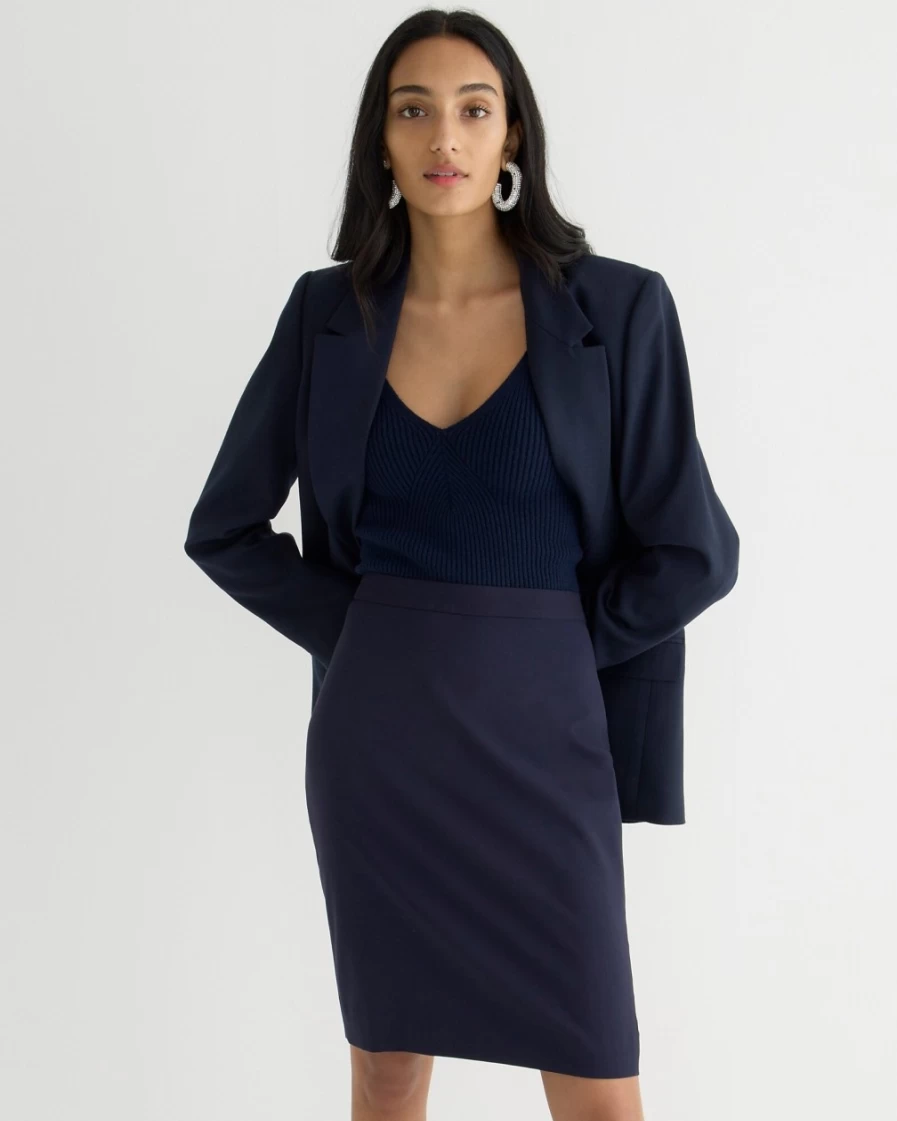 J.Crew Women's Navy Italian Stretch Wool No. 2 Pencil Skirt