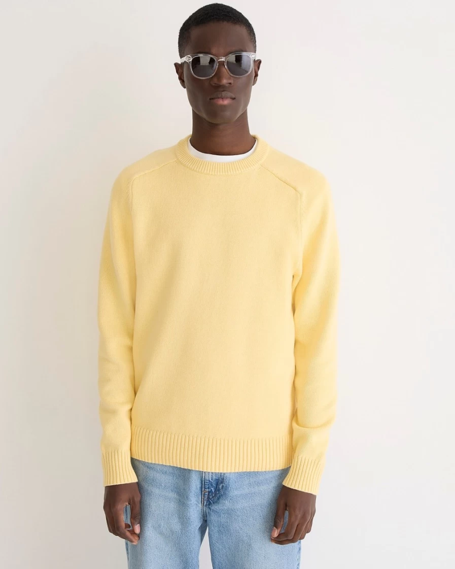 J.Crew Men's Pale Banana Heritage Cotton Crewneck Sweater
