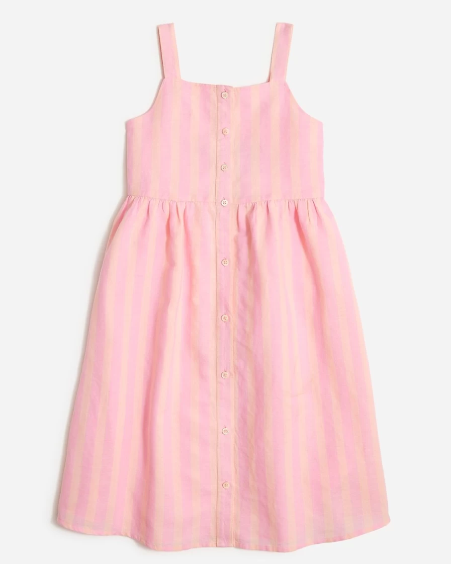 J.Crew Girls' Resort Pink Soft Bloom Striped Apron Dress