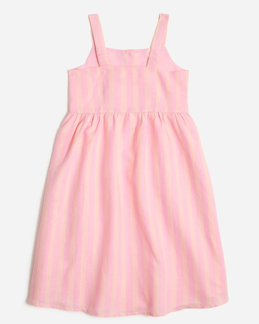 J.Crew Girls' Resort Pink Soft Bloom Striped Apron Dress