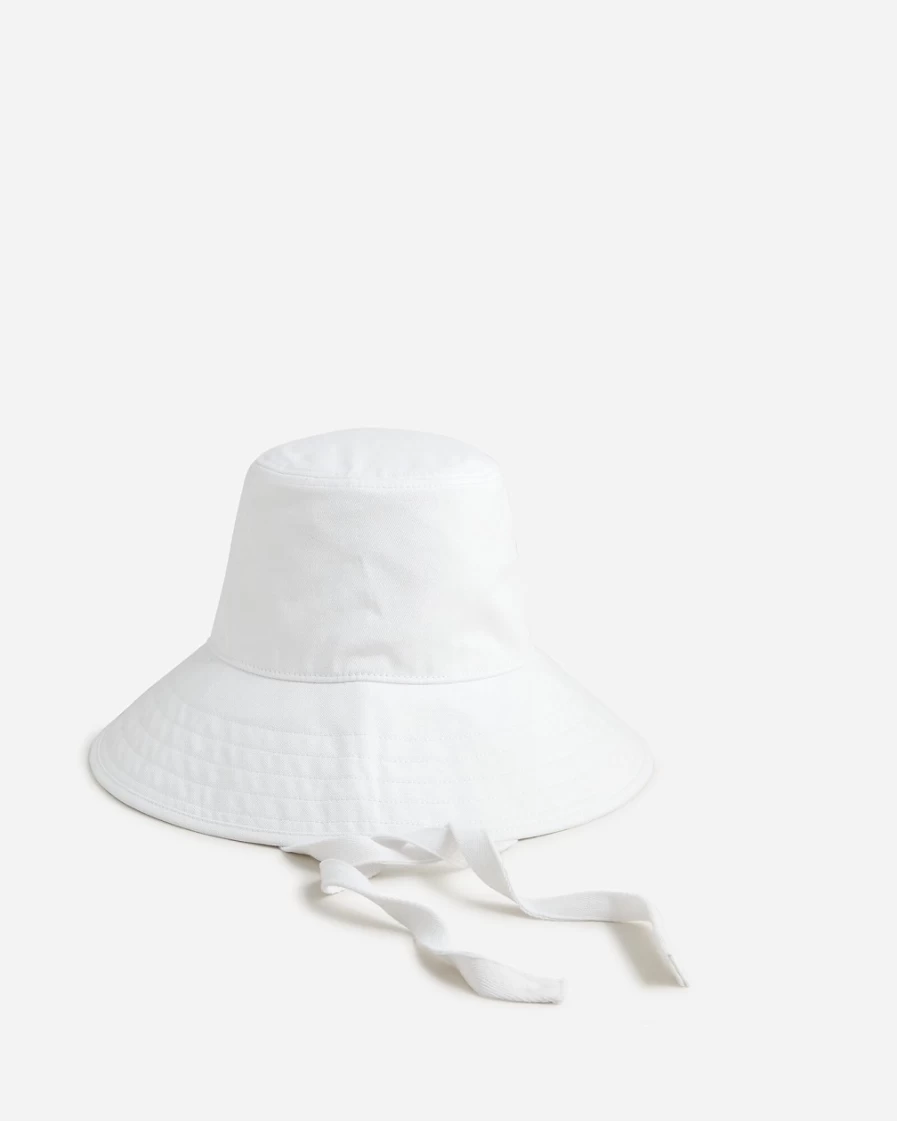 J.Crew Women's White Bucket Hat with Adjustable Ties