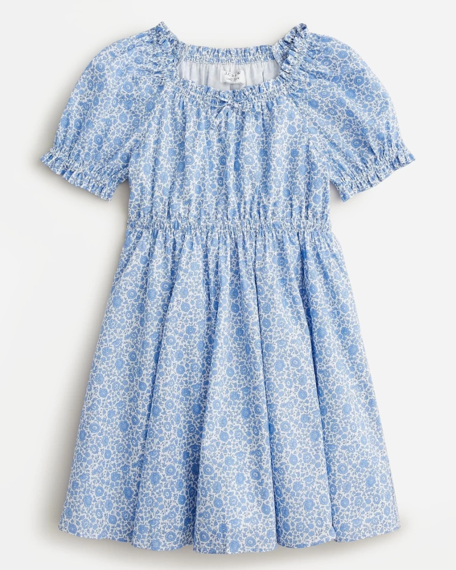 J.Crew Girls' Blue Puff-Sleeve Liberty® Floral Dress
