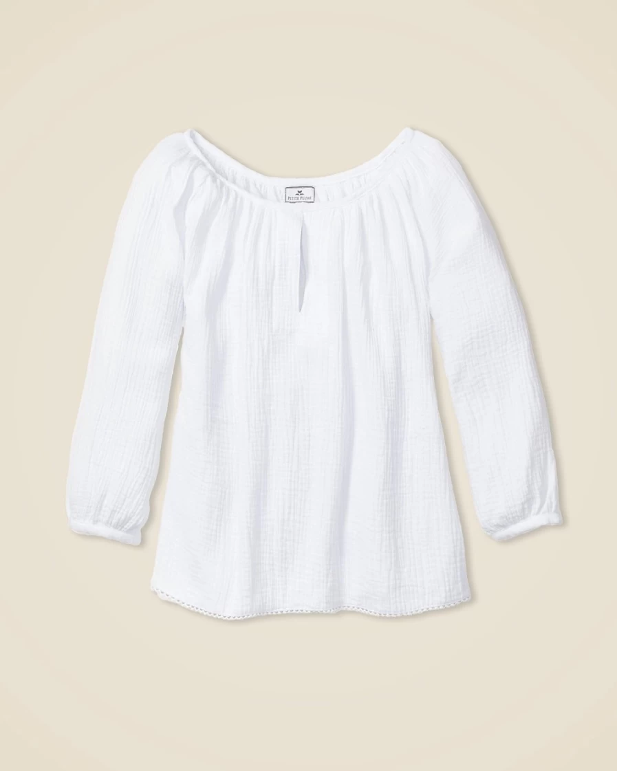 J.Crew Women's White Gauze Willow Top - Petite Plume™ Style
