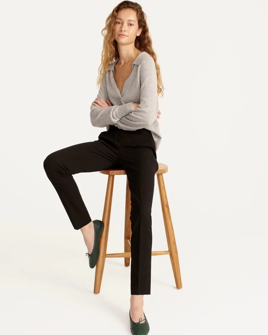 J.Crew Women's Black Cameron Slim Crop Pant - Bi-Stretch Cotton Blend Trousers