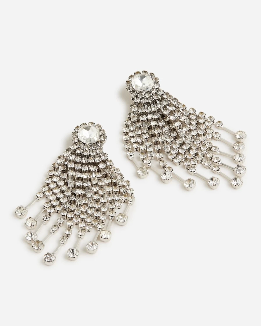 J.Crew Crystal Waterfall Earrings for Women – Elegant Dangling Jewelry