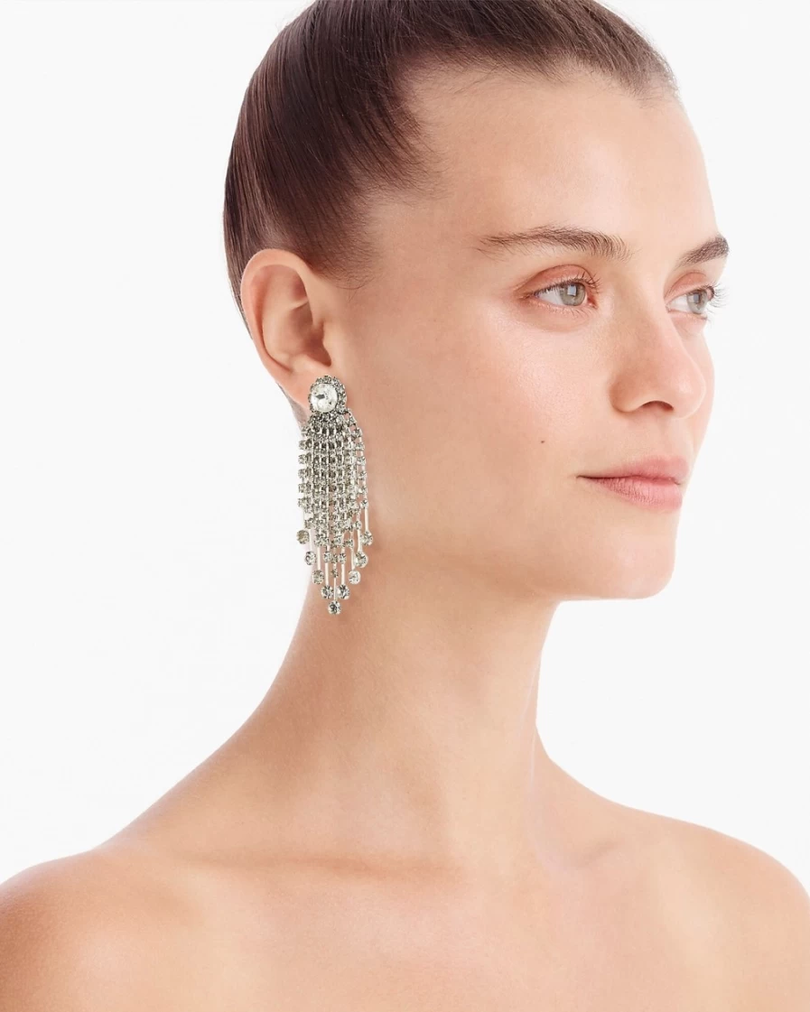 J.Crew Crystal Waterfall Earrings for Women – Elegant Dangling Jewelry