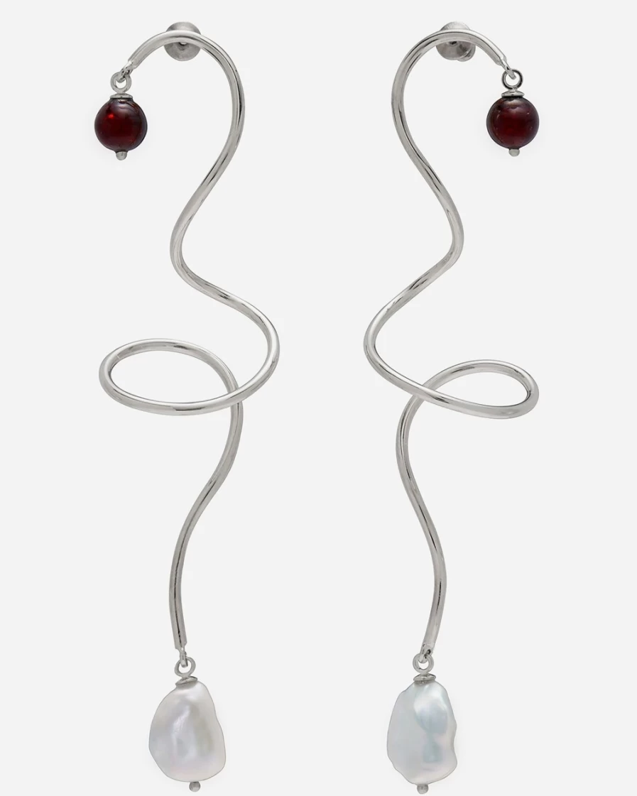 J.Crew Women's Silver Lady Grey Stone Script Earrings