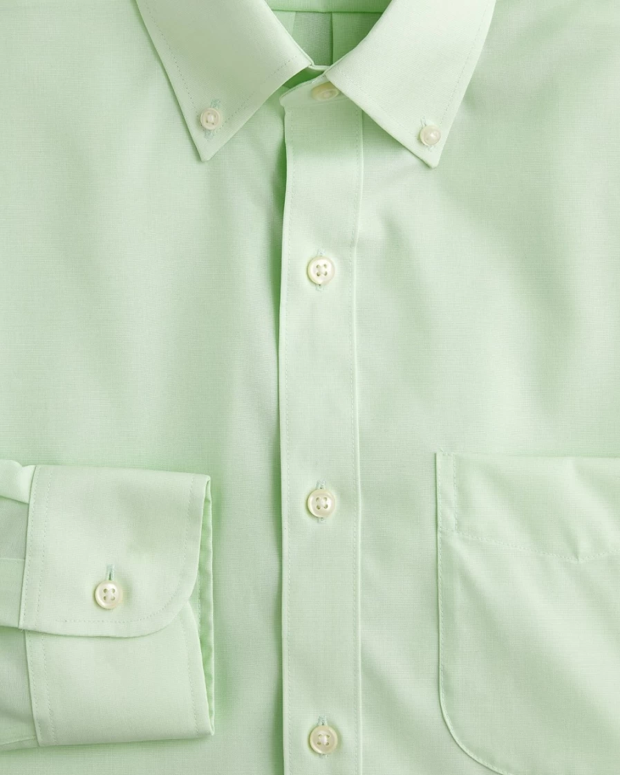 J.Crew Men's Lime Green End On End Bowery Wrinkle-Free Stretch Cotton-Blend Button-Down Collar Shirt