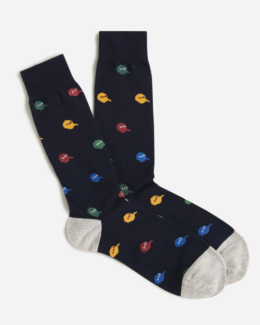 J.Crew Men's Navy Critter Socks - Animal Print Casual Crew Socks