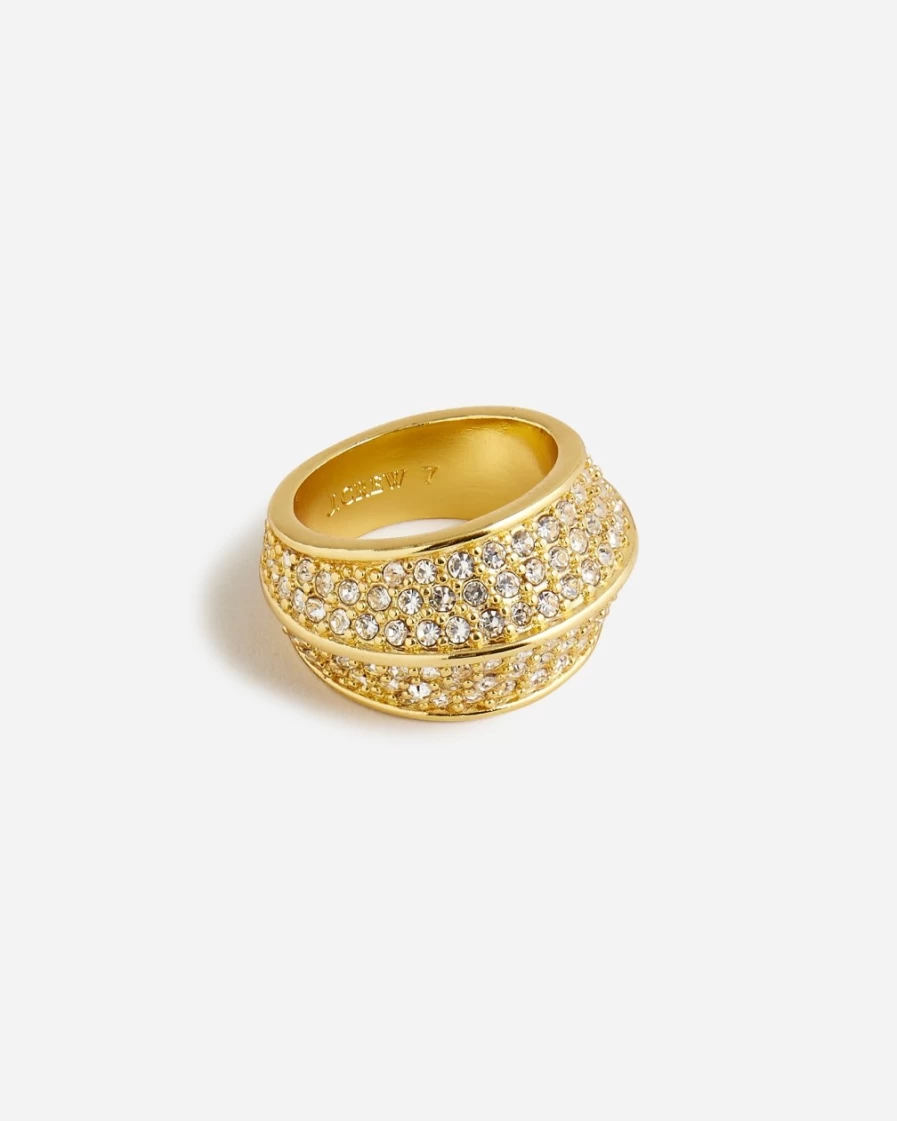 J.Crew Women's Crystal Angular Ring With Pavé Diamond Accents