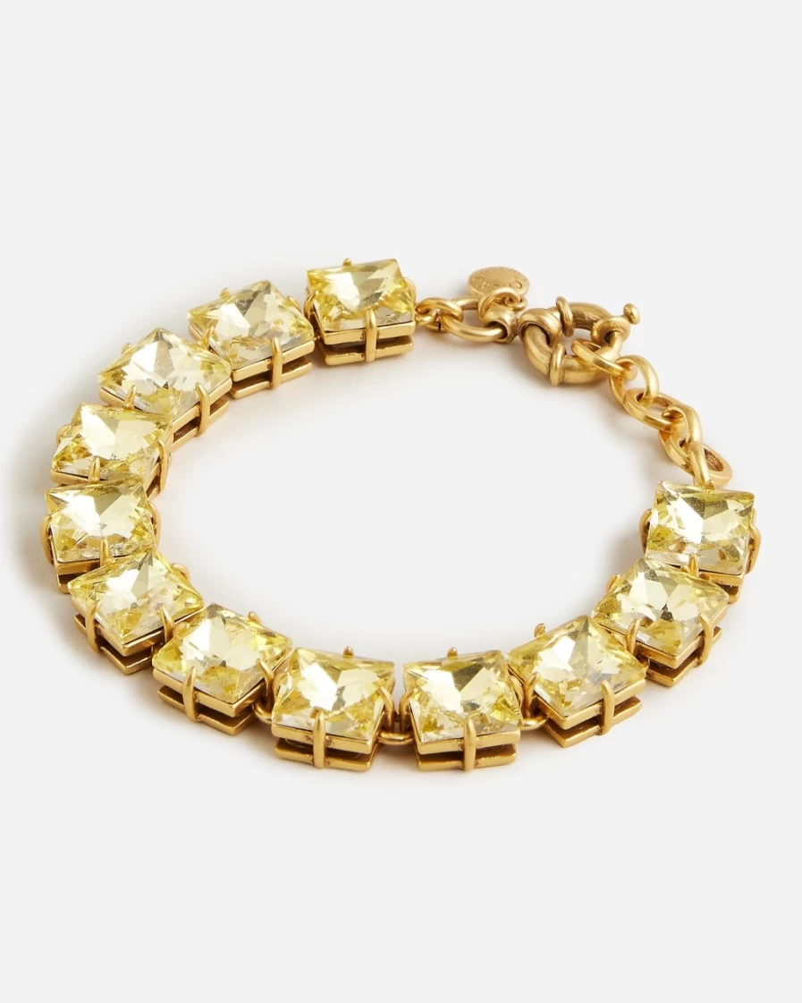 J.Crew Women's Lemon Sorbet Square Crystal Tennis Bracelet