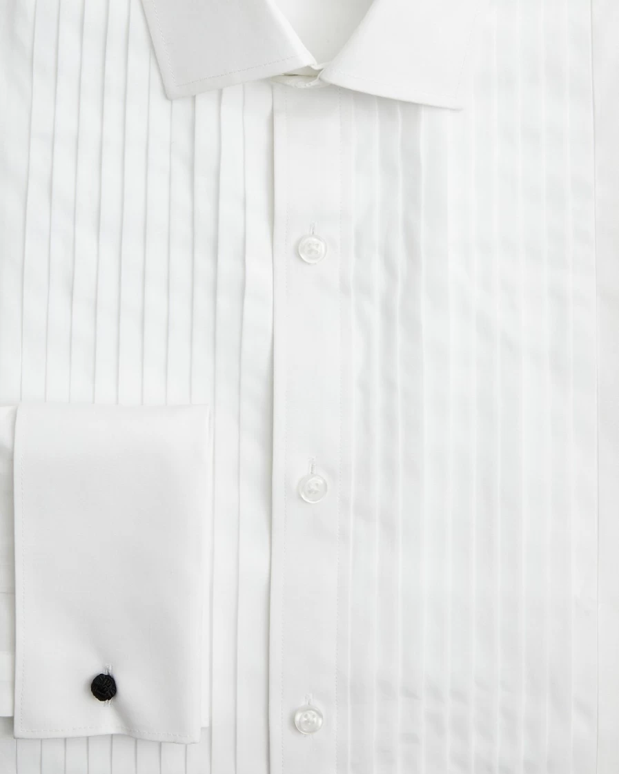 J.Crew Men's White Ludlow Pleated Bib Tuxedo Dress Shirt for Formal Wear